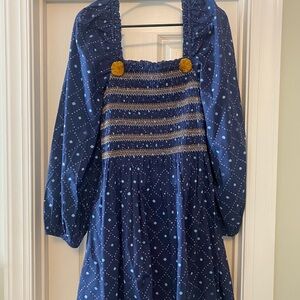 Blue Smocked Women's Dress